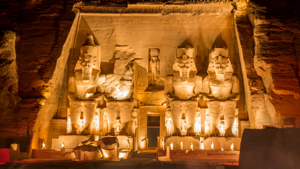 Abu Simbel temple at night, Egypt