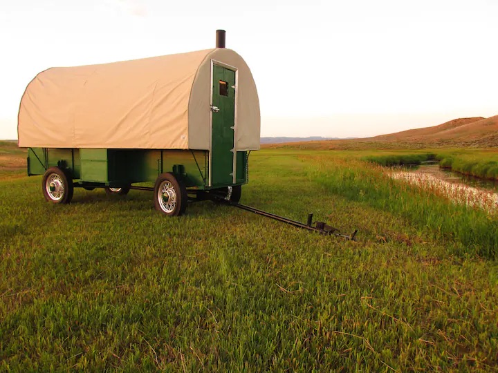 This wagon is a great accommodation for people who want to be in nature. 
Pictured: wagon 