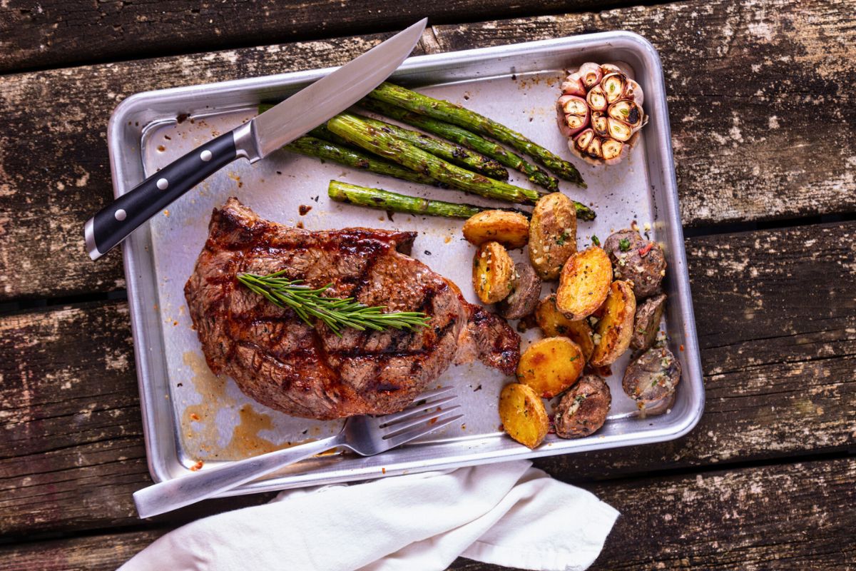 steak dinner served at a restaurant