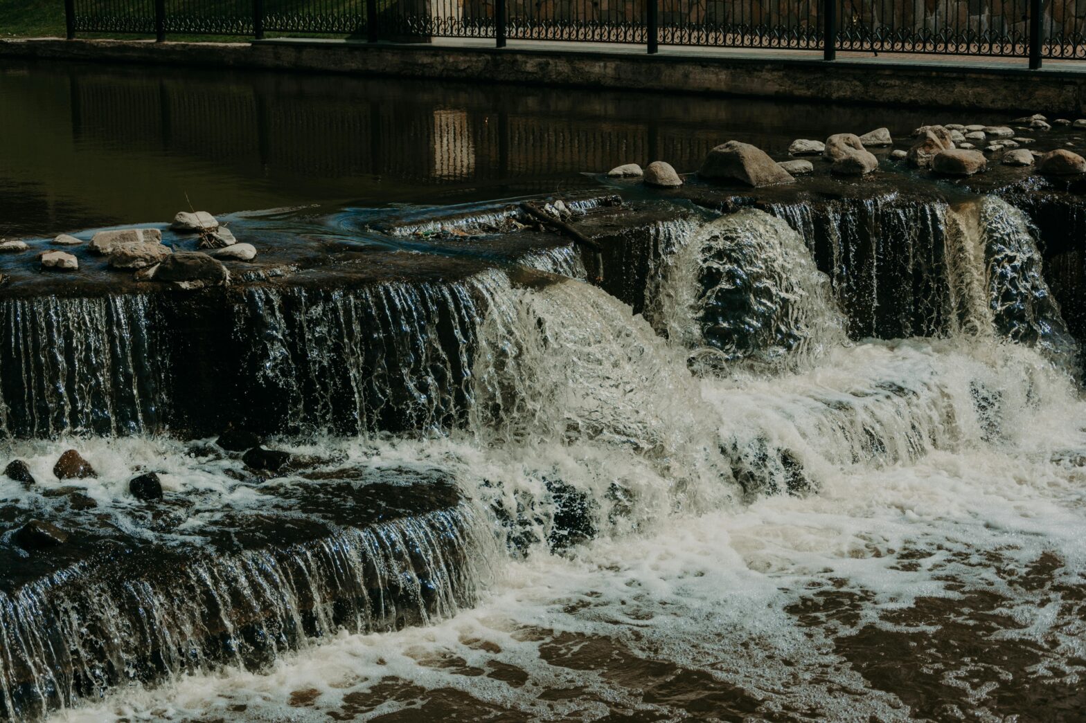 Gushing water cascading down