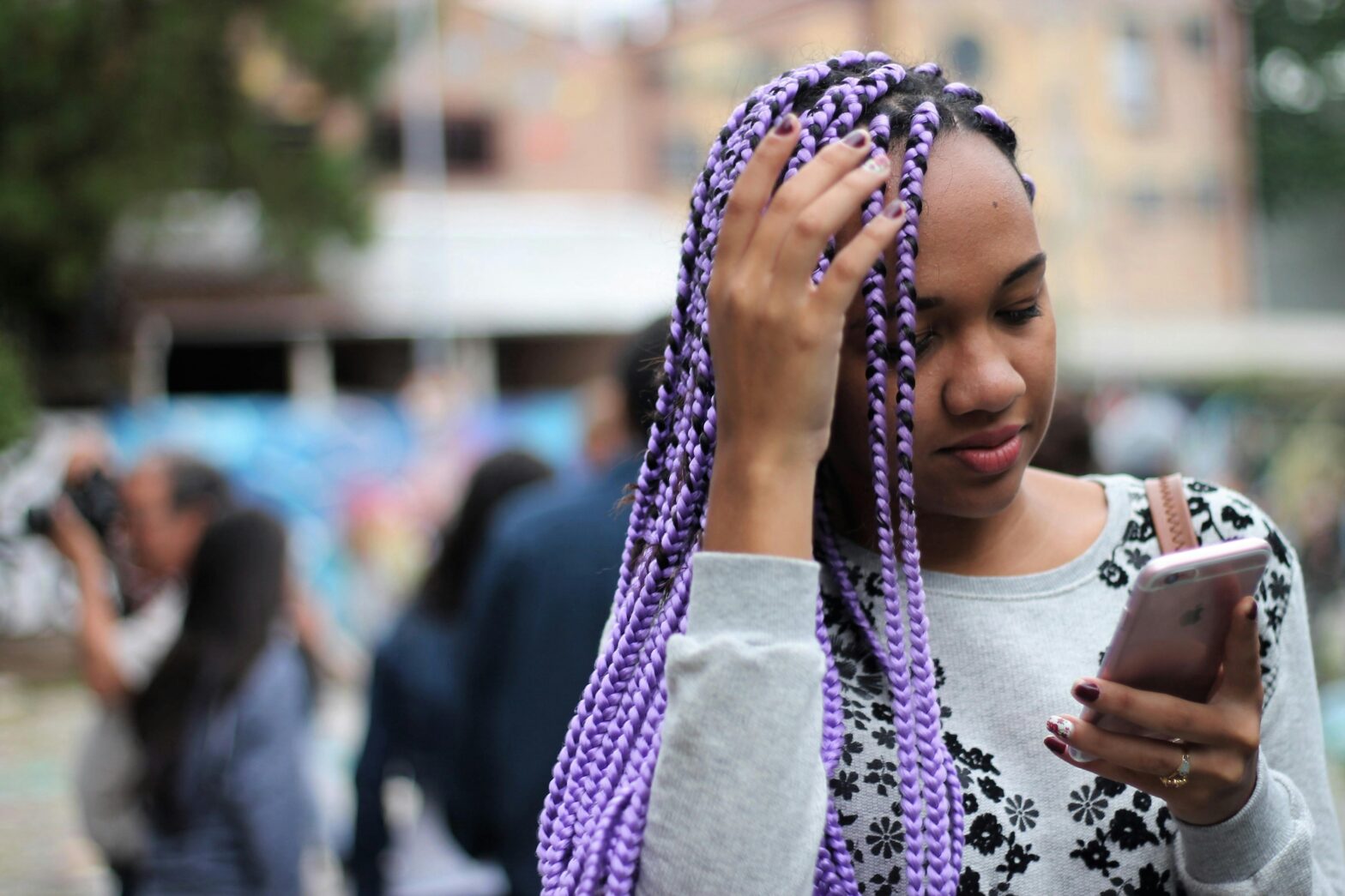 Woman checking her phone.