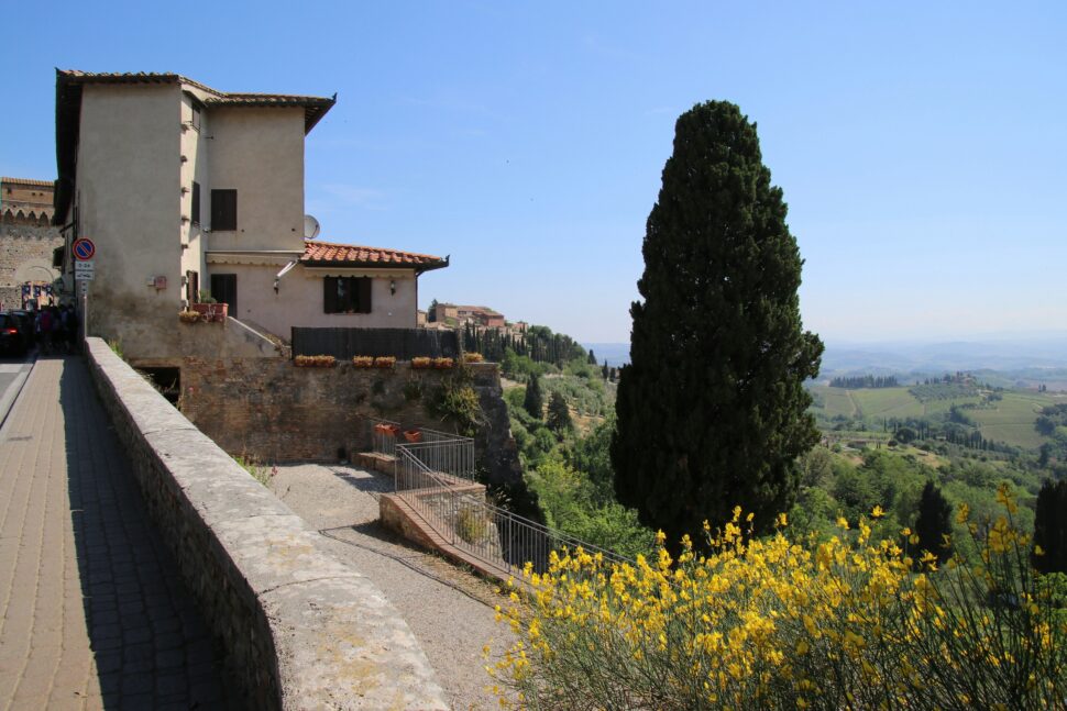 a brick wall in Chianti, Italy