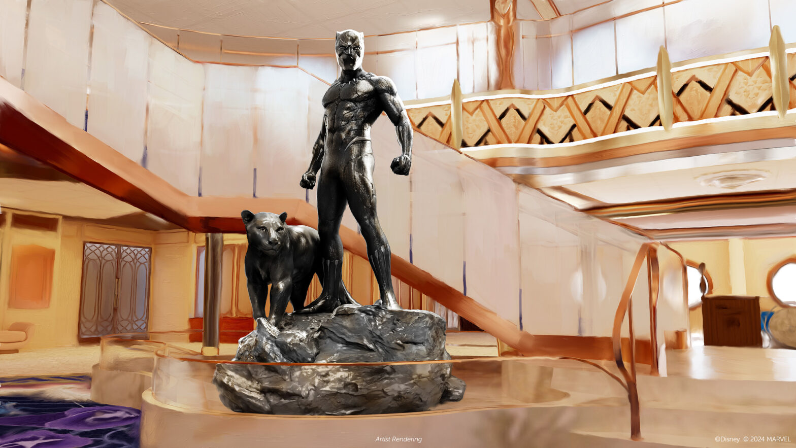 Black Panther inside Disney Destiny Grand Hall - Statue