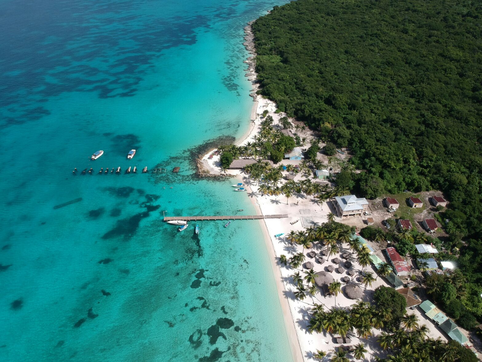 overhead view of the coastline beaches at Punta Cana, Dominican Republic