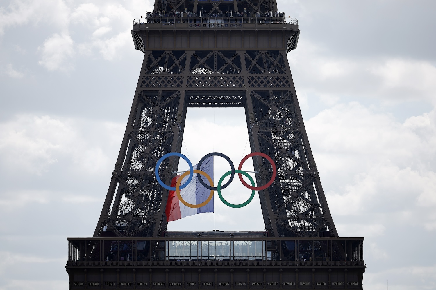 The Eiffel Tower with the Olympic Rings