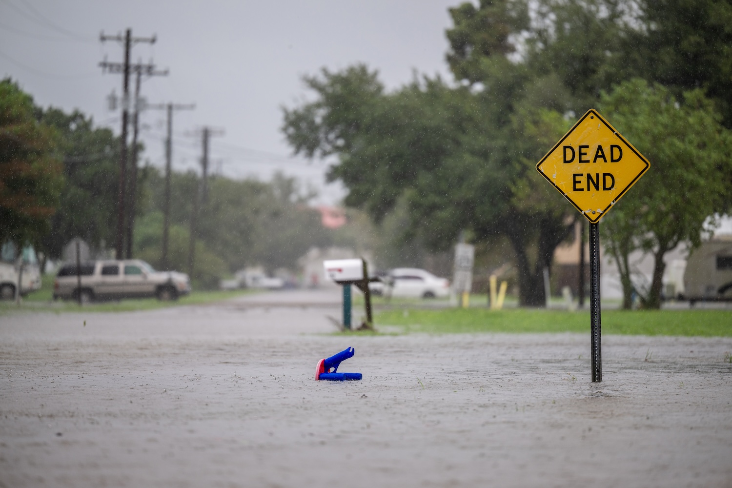 Floodwater fills a neighborhood during Hurricane Francine on September 11, 2024 in Dulac, Louisiana.