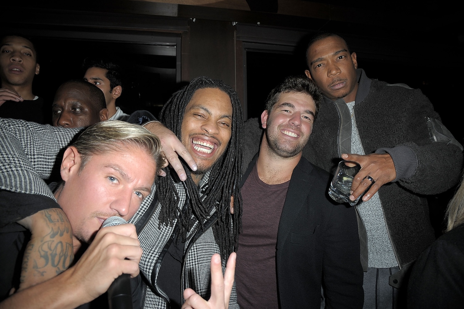 (L-R) Matthew Assante, Waka Flocka, Billy McFarland and Ja Rule attend a party in 2016.