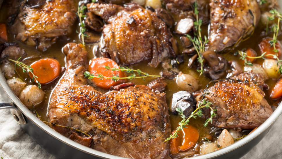 Homemade French Coq Au Vin Chicken