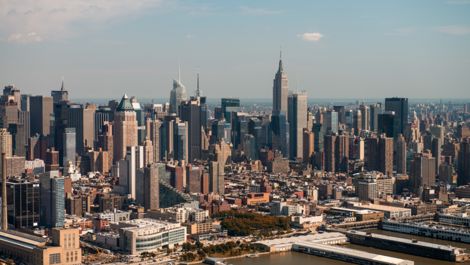 Manhattan Aerial View of Hell's Kitchen Area Clinton 