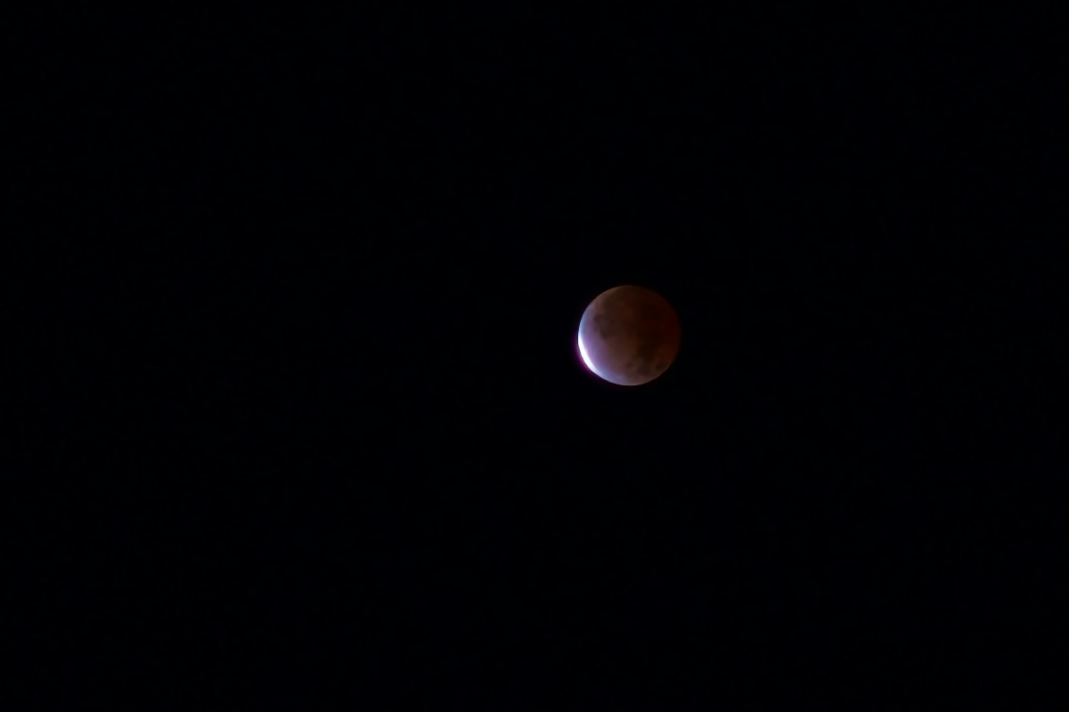 Partial lunar eclipse over New York City.