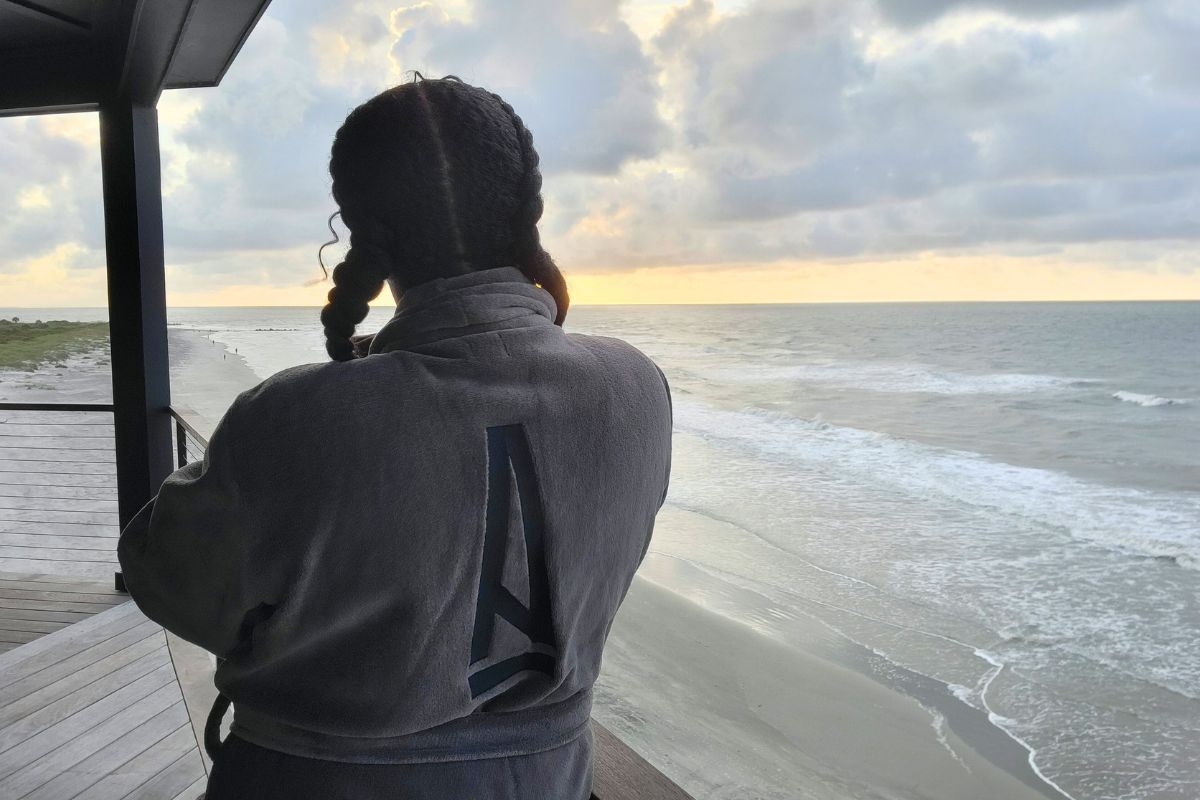 Simone Cheri at A Ma Maniere Beach Resort in Folly Beach South Carolina - morning sunrise on the beach