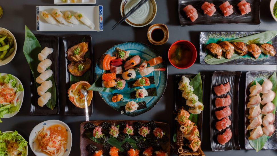 Seafood and sushi dishes from Japan