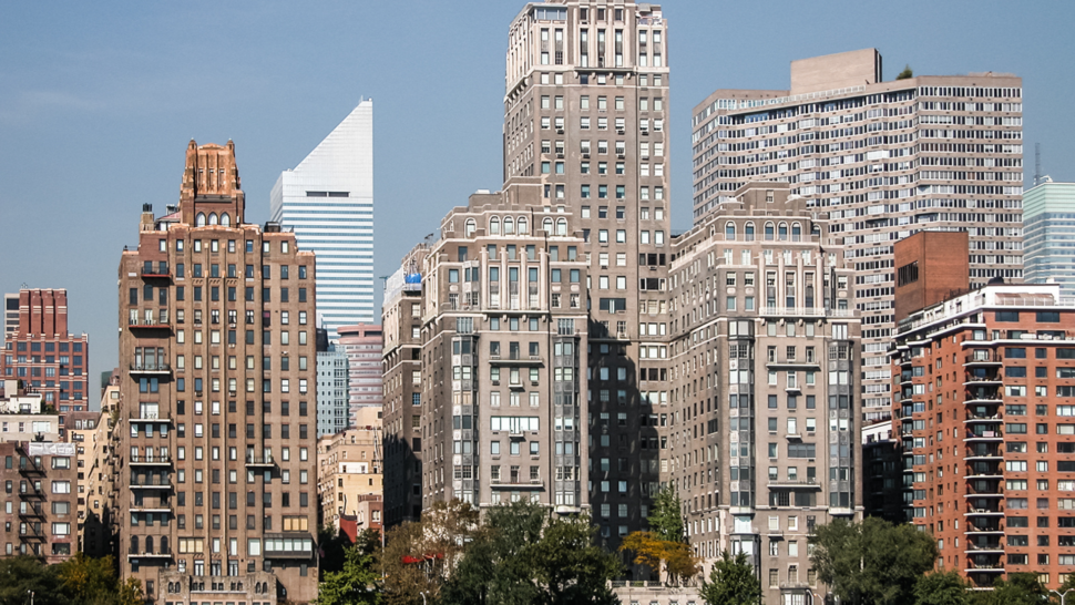 Zoomed out view of the buildings in  Turtle Bay, Midtown Manhattan, from the East Hudson