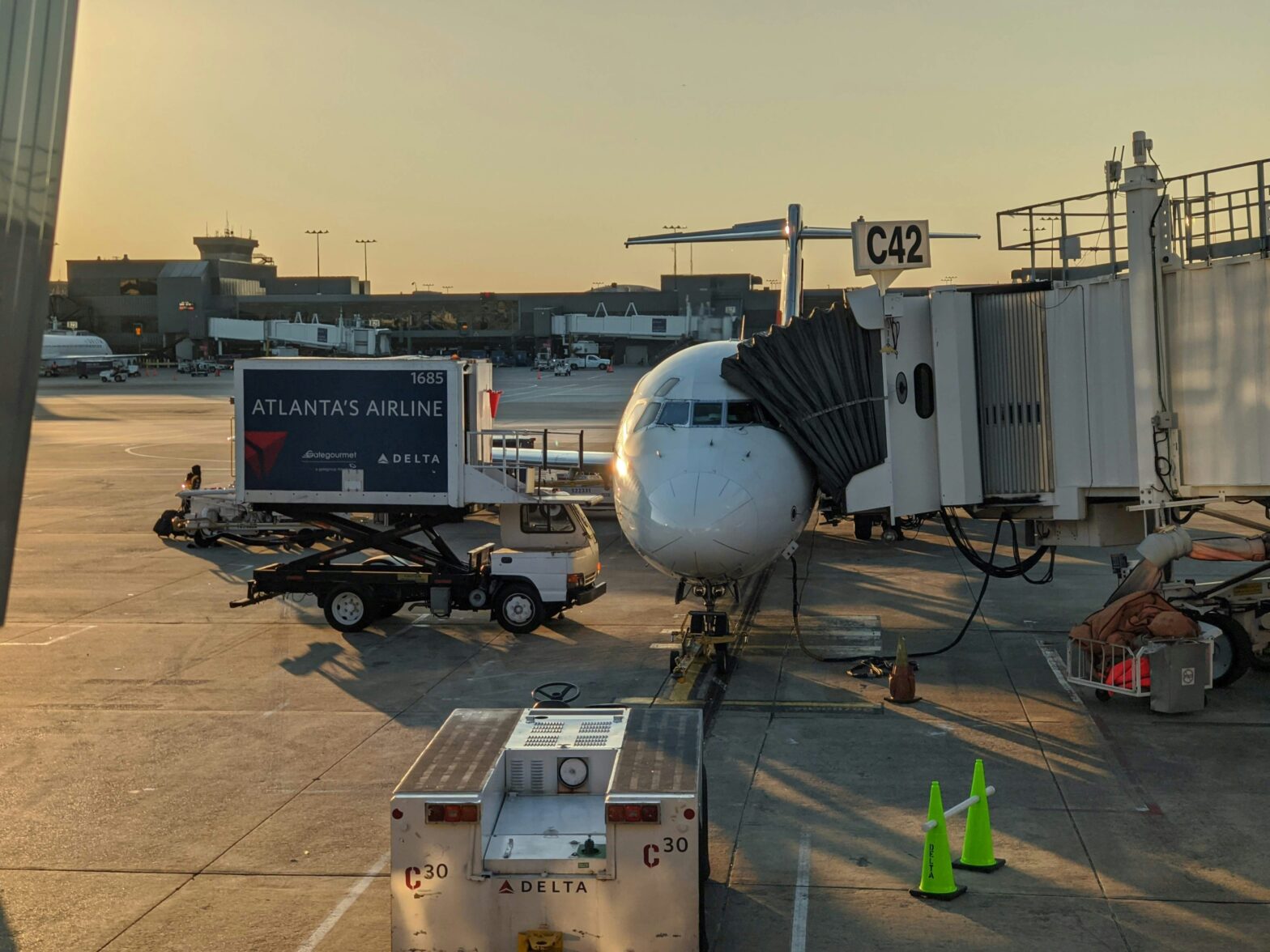 Delta Airlines airplane at airport gate