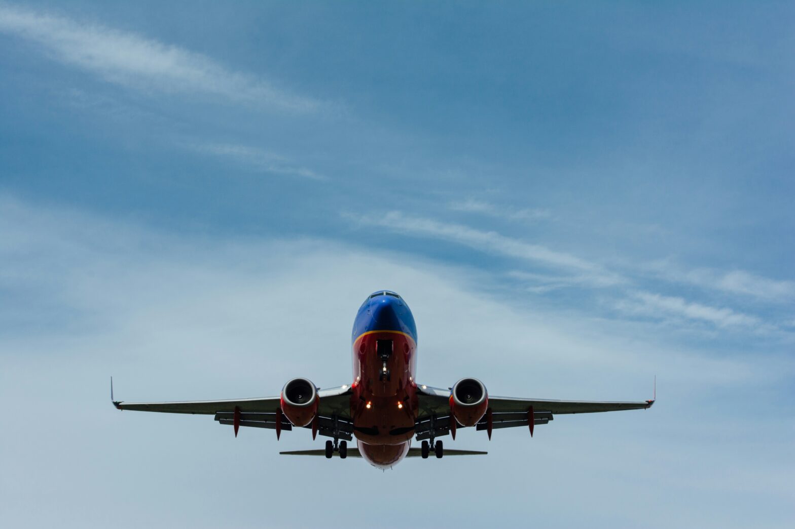 Southwest Airlines airplane in the sky.