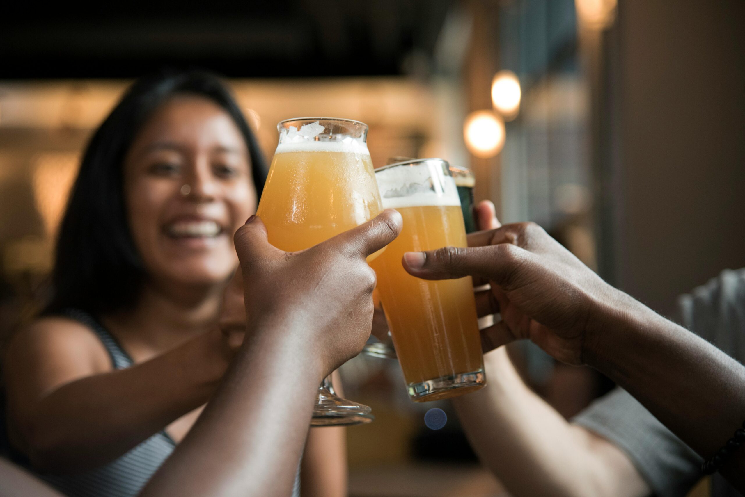 The Fremont Oktoberfest is a big event in Seattle. 
Pictured: multicultural people enjoying beer