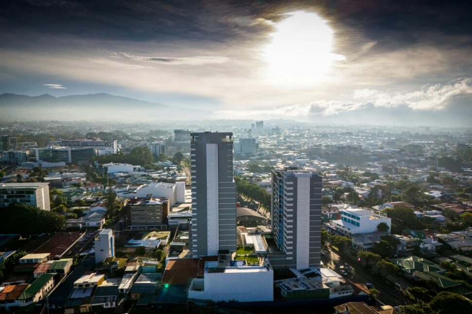 Aerial views of San José, Costa Rica in the morning