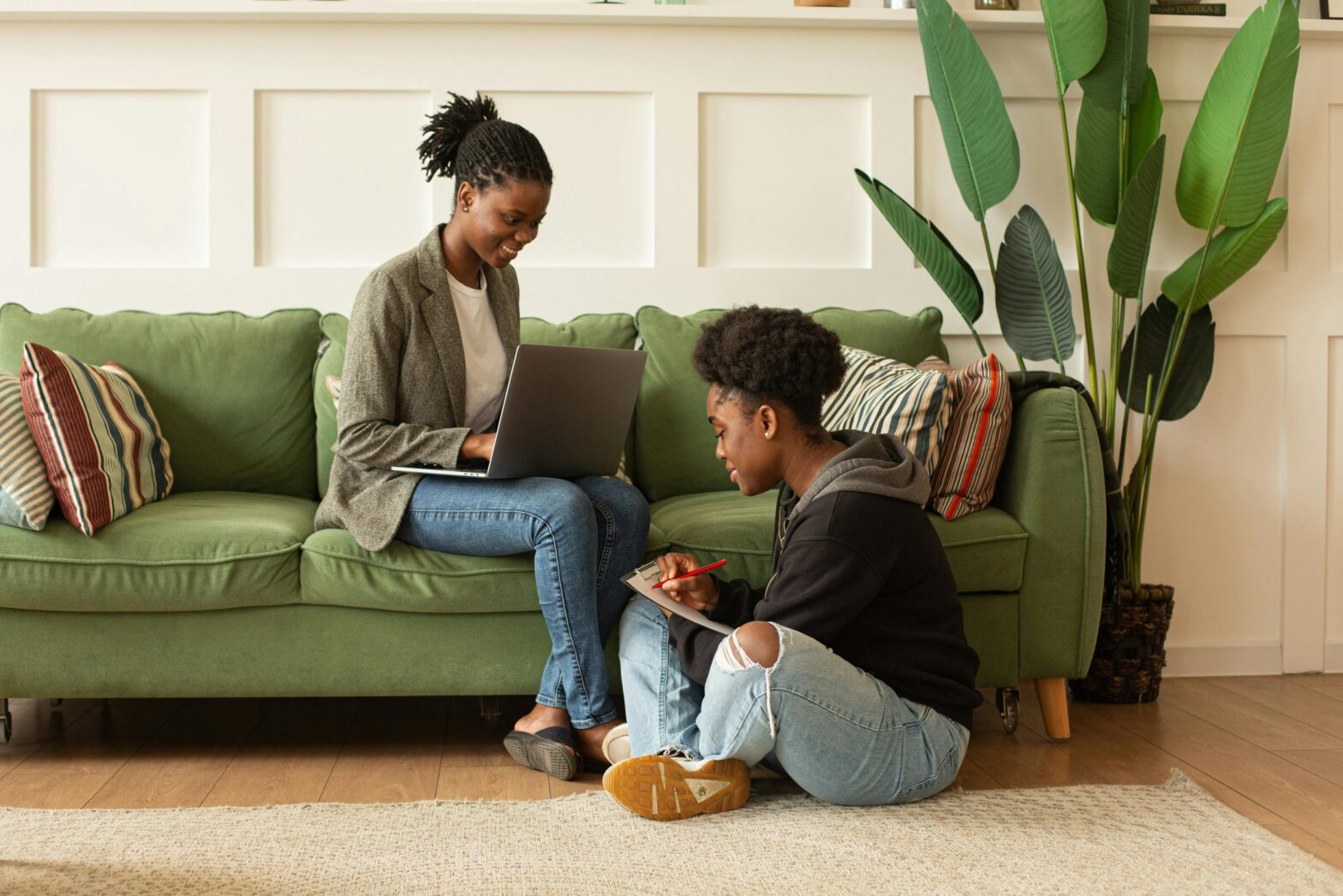 Friends Working in the Living Room