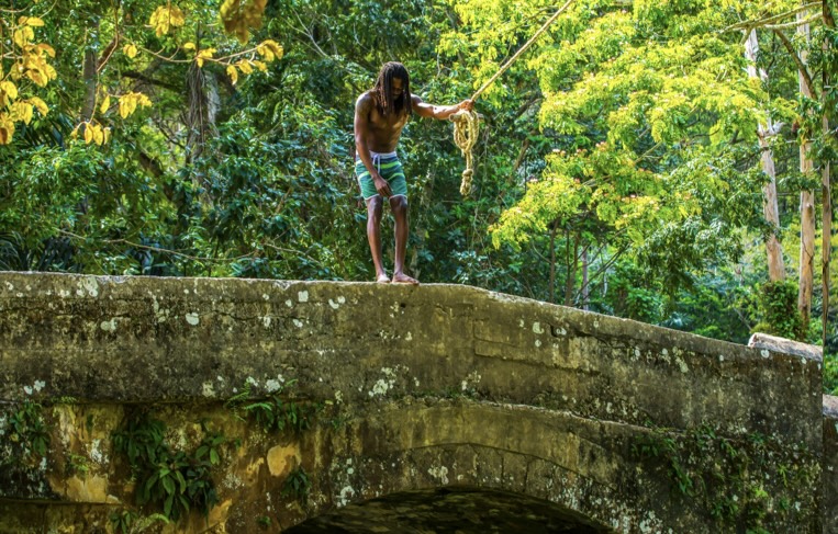 A man enjoying nature in Jamaica.