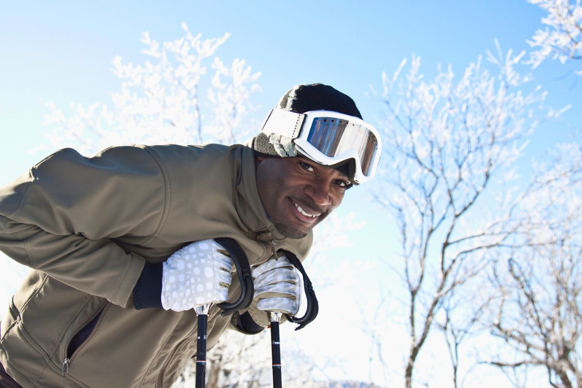 male skier outside during winter day