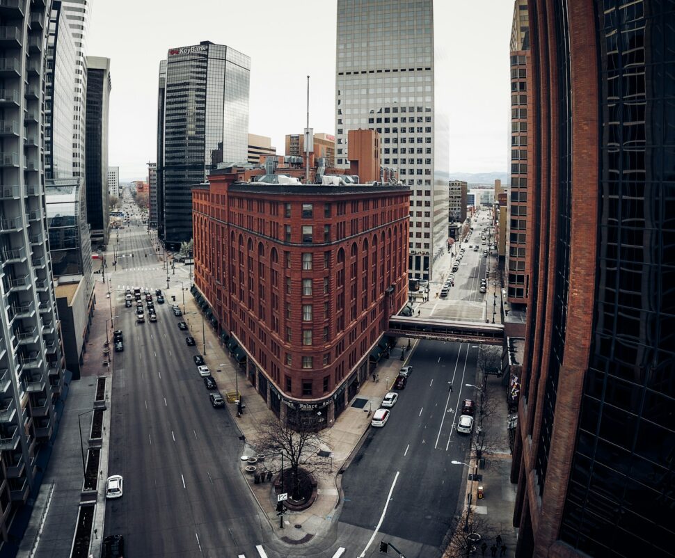 Busy neighborhood in Denver, Colorado