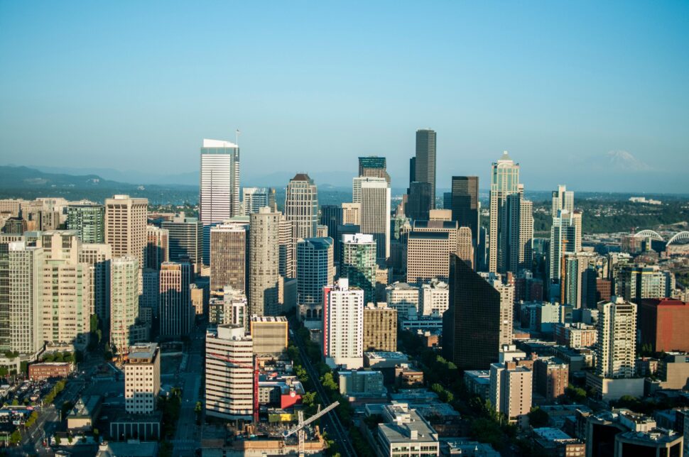 an aerial view of Wilburton, Bellevue, Washington