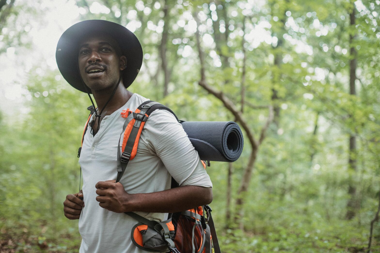 black man hiking