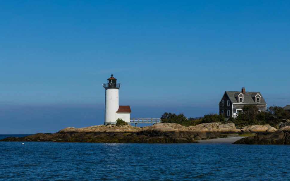 view of a lighthouse in Cape Ann, Massachusetts 