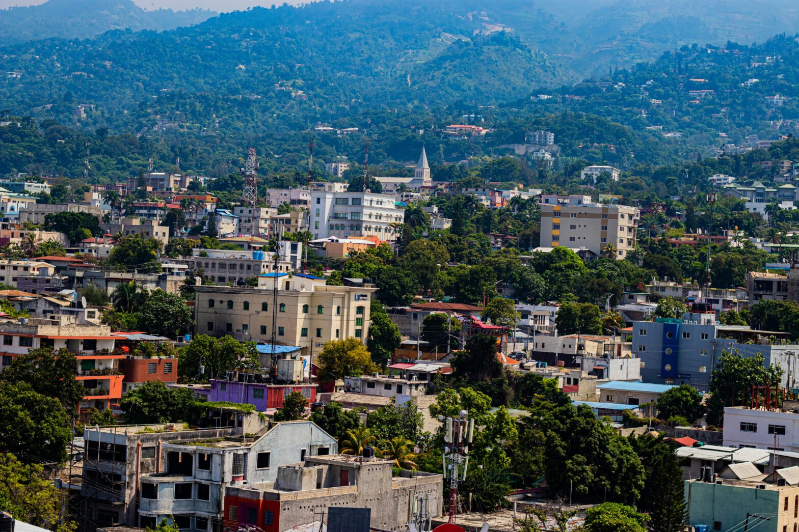 aerial view of buildings in Petionville Haiti