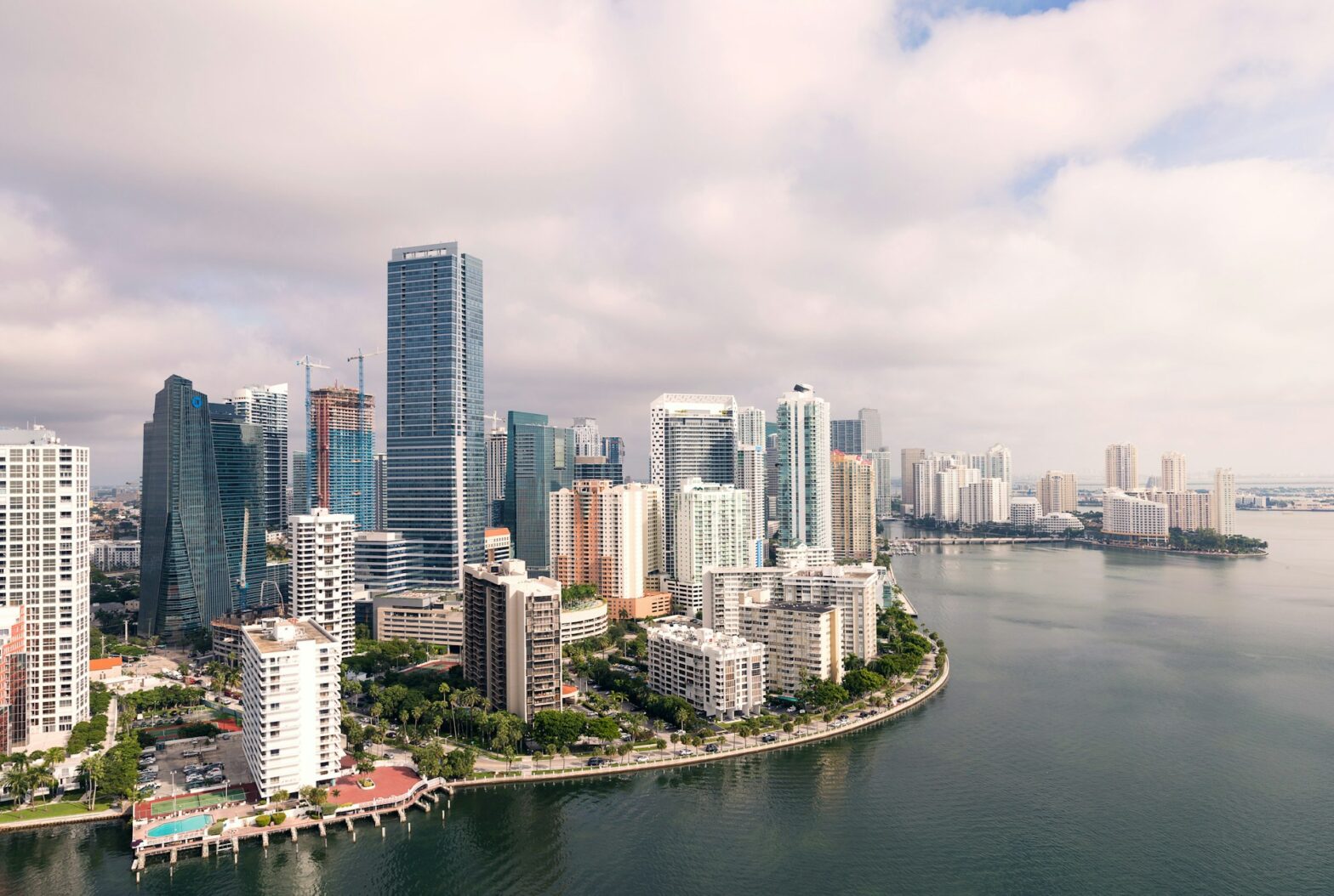 Downtown Miami and Brickell shot from the beachside angle