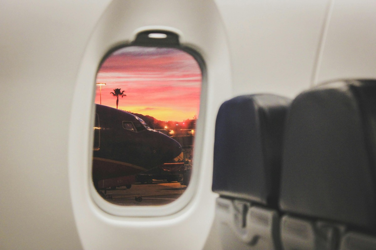 White commercial airplane window.