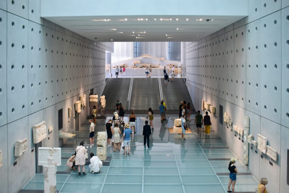 Acropolis Museum in Athens, Greece filled with tourists