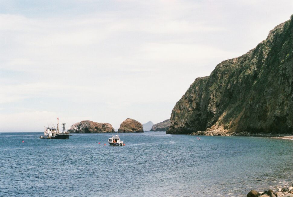 Boats off-shore of the Channel Islands