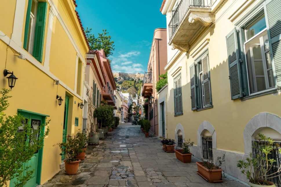 Plaka's charming streets in Athens, Greece