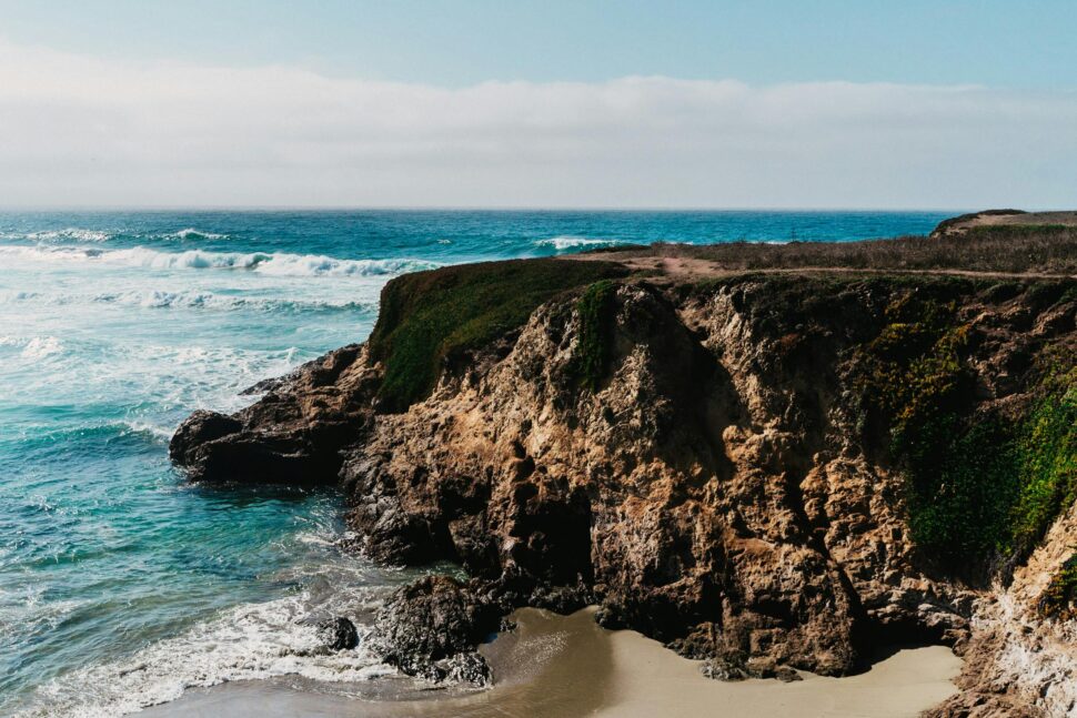 a dramatic cliff as seen in "The Russians Are Coming" in Mendocino, CA