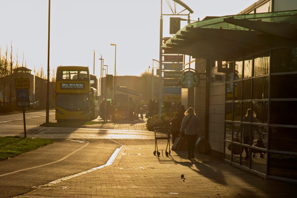 street view of Dublin, Ireland locals and transportation 