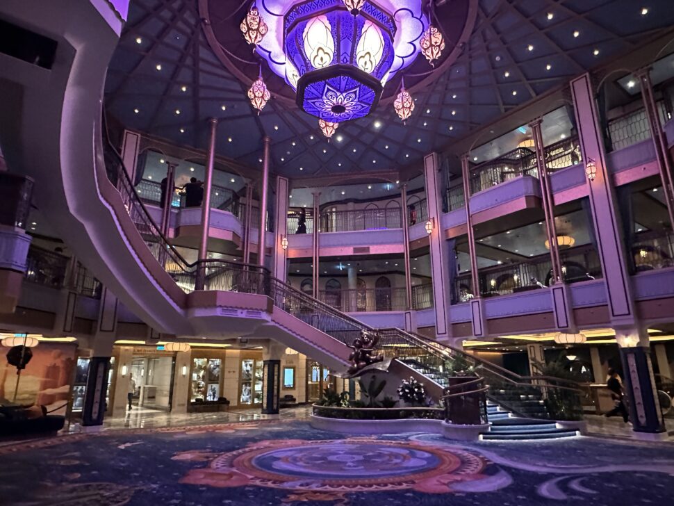 Inside the Grand Hall onboard Disney Cruise Line's Newest Ship, The Disney Treasure.