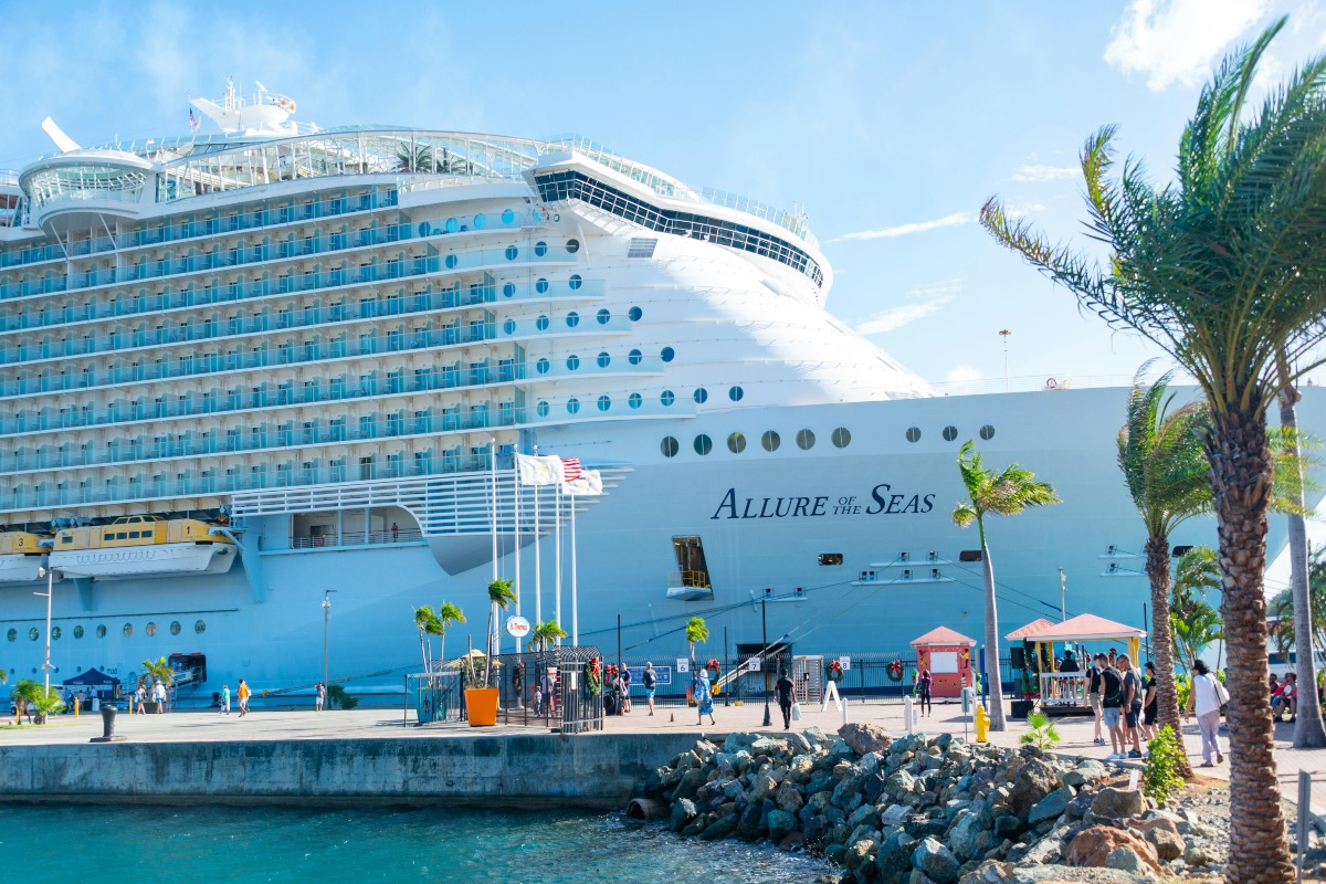 White Cruise Ship on Dock