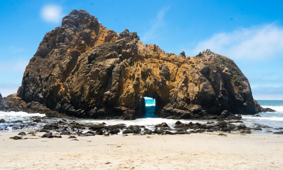 Pfeiffer Beach, Big Sur California is a top destination for purple pink sand beach sand