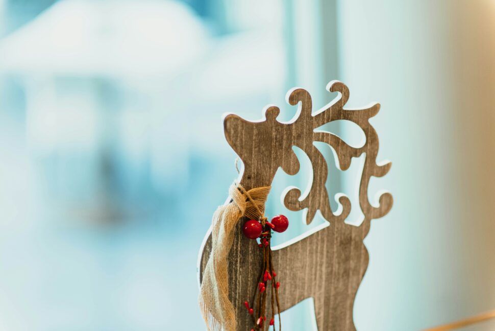 Wooden reindeer during Christmas holidays