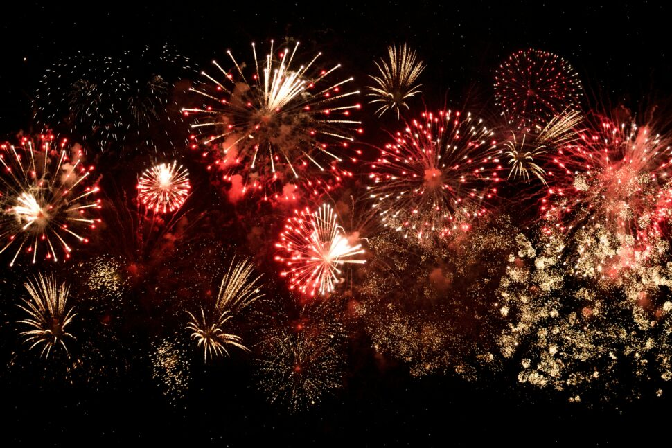 Fireworks exploding in celebration of New Year's