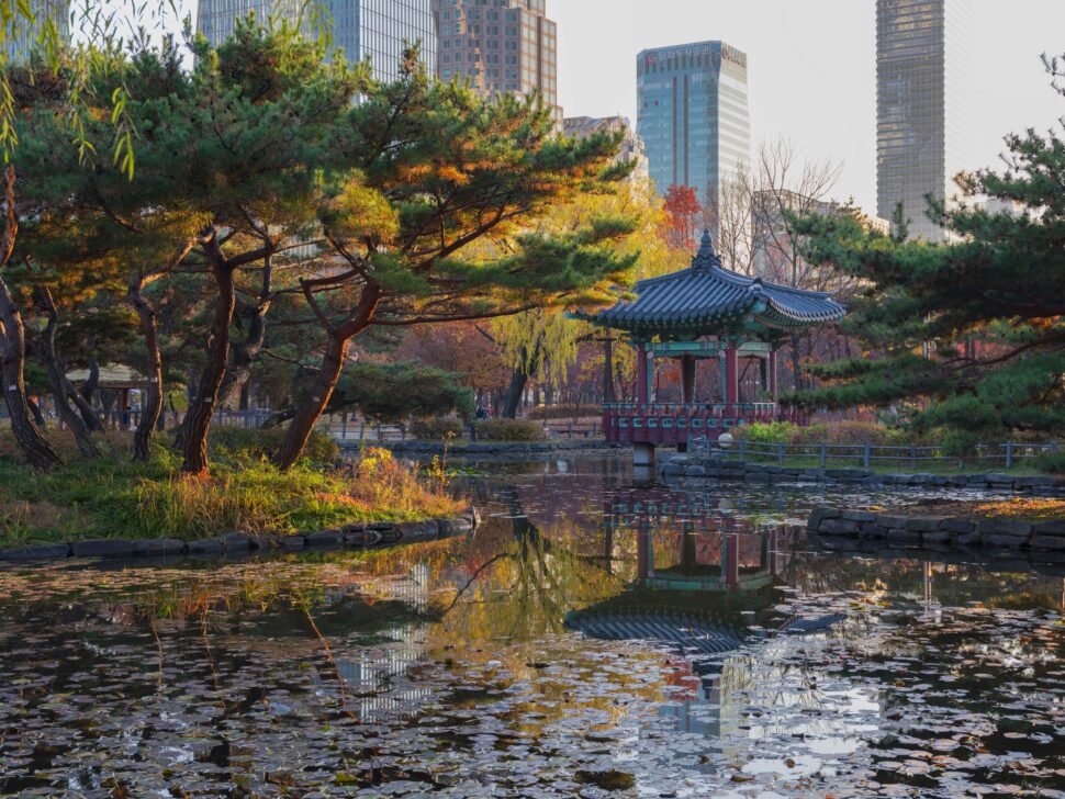 Park in Seoul, South Korea offsets the hustle and bustle of contemporary city life. 