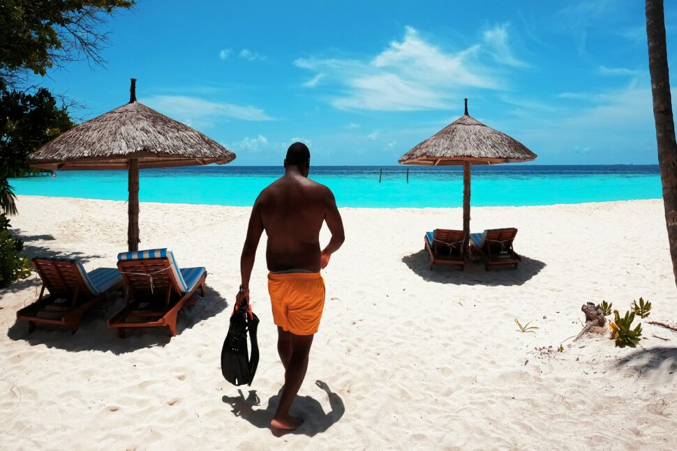 Black man on the beach