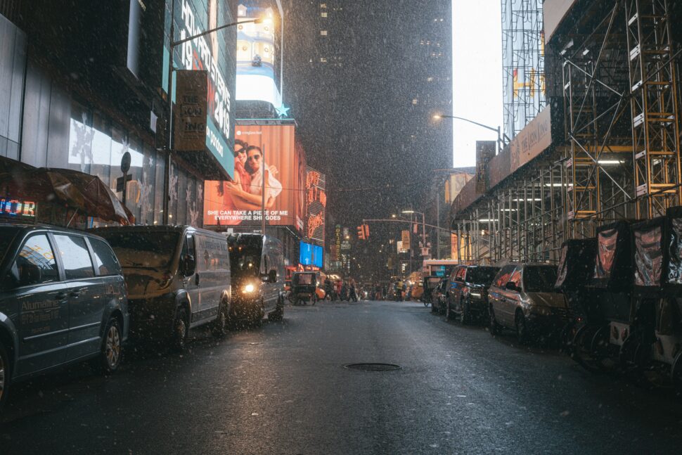 Times Squares with snow