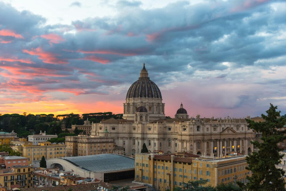 aerial view of christian Rome, related to the skeleton amulet Christianity that occurred 