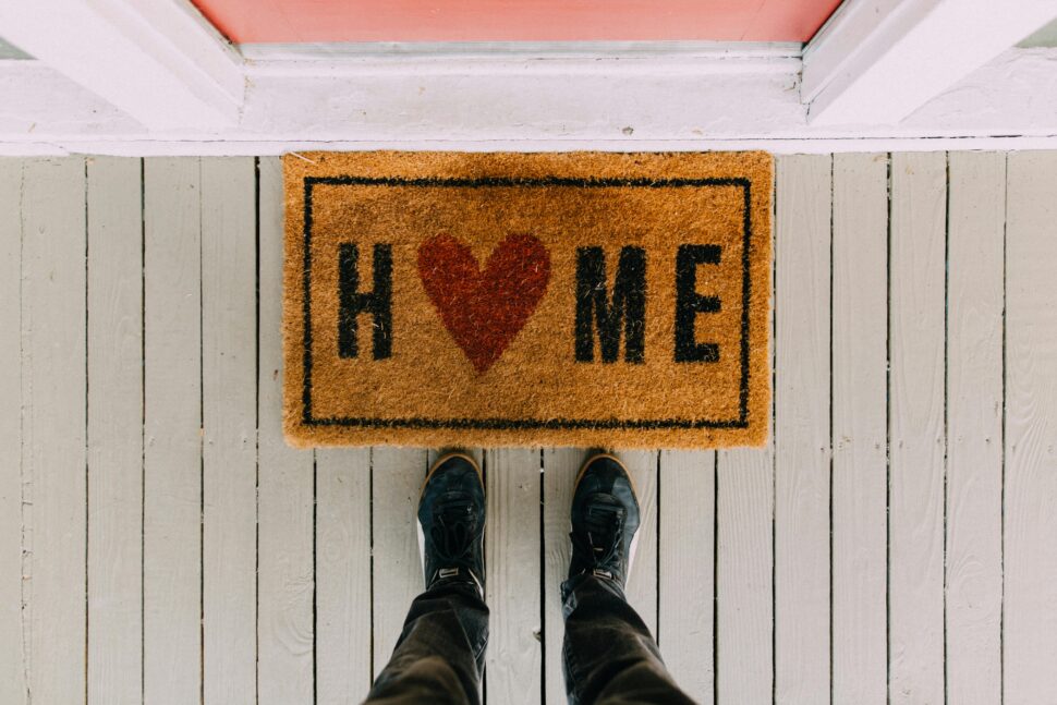 welcome mat outside home