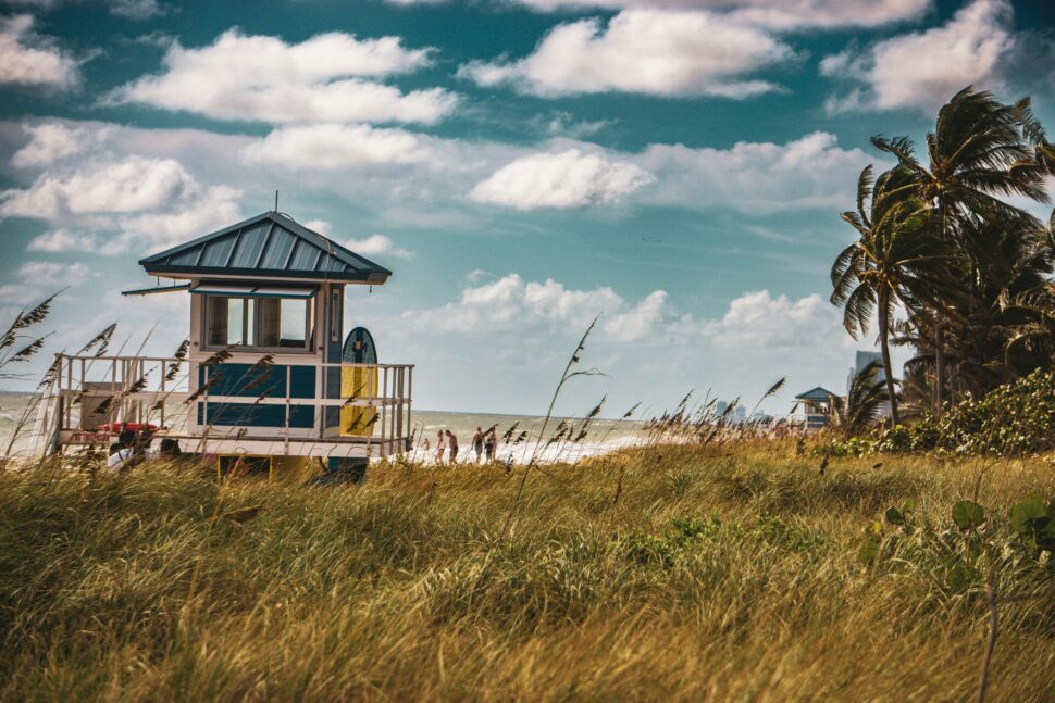 Florida lifeguard box against the coast