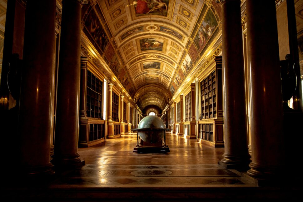 Interior of Château de Fontaineble, just outside of Paris, France.