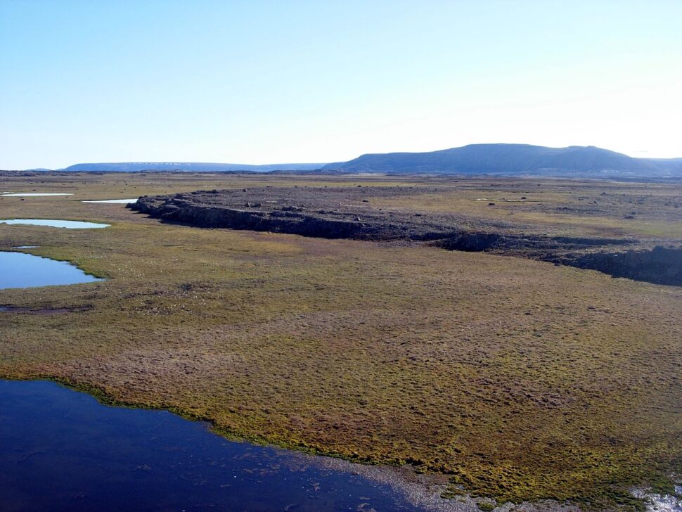 Blue and green land on Truelove Lowlands, Devon Island, Nunavut, Canada.