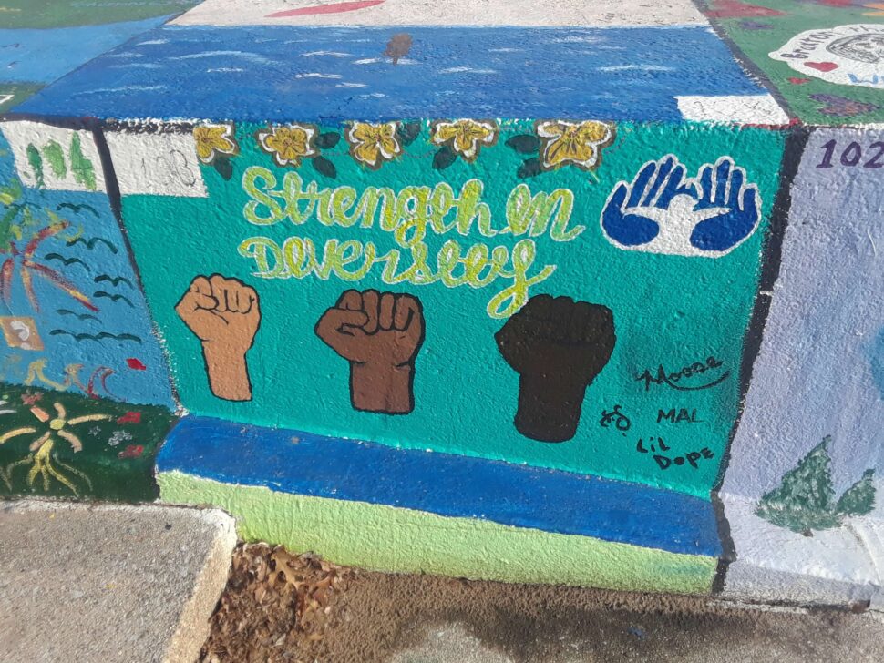 "Strength in diversity" painting on Chicago's Rogers Park's Artists of the Wall collection